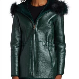 Shearling Lamb & Fox-Trim Reversible Coat